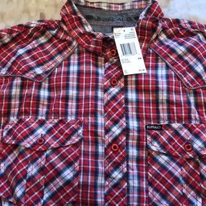 NEW Mens Red Plaid short sleeve (M)